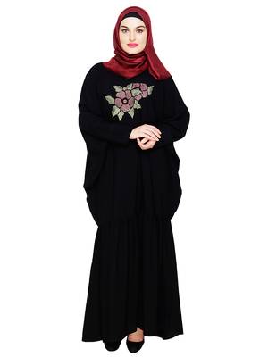 Modest Forever  Black embroidered nida irani kaftan abaya 5