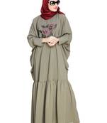 Modest Forever  Sea-green embroidered nida irani kaftan abaya