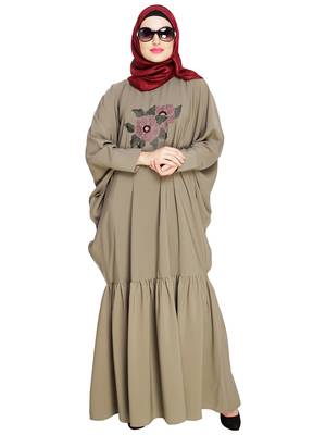 Modest Forever  Sea-green embroidered nida irani kaftan abaya 2