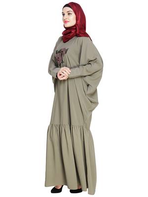 Modest Forever  Sea-green embroidered nida irani kaftan abaya 4