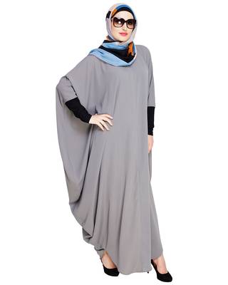 Modest Forever  Grey embroidered nida irani kaftan abaya 1
