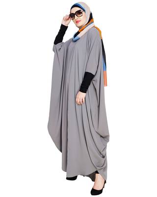 Modest Forever  Grey embroidered nida irani kaftan abaya 2