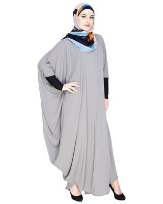 Modest Forever  Grey embroidered nida irani kaftan abaya 4