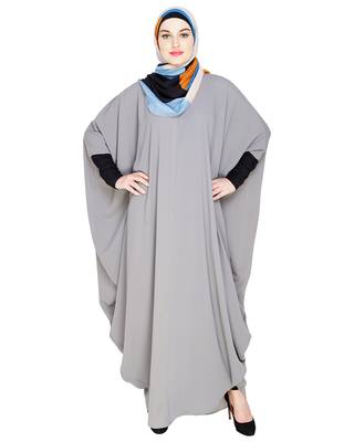 Modest Forever  Grey embroidered nida irani kaftan abaya 5