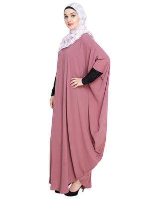 Modest Forever  Onion-pink embroidered nida irani kaftan abaya 2