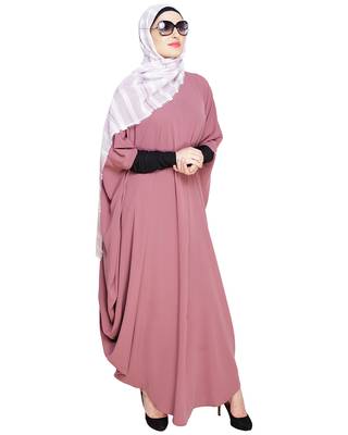 Modest Forever  Onion-pink embroidered nida irani kaftan abaya 3
