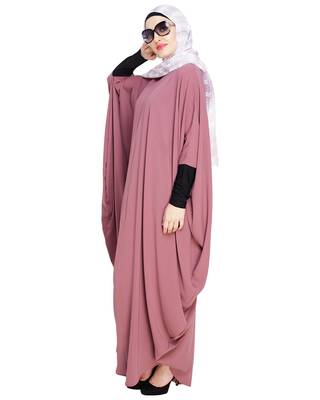 Modest Forever  Onion-pink embroidered nida irani kaftan abaya 4