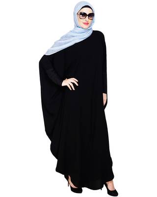 Modest Forever  Black embroidered nida irani kaftan abaya 1