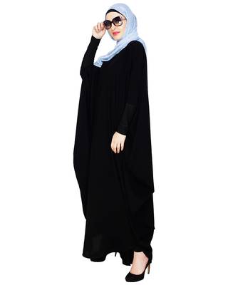 Modest Forever  Black embroidered nida irani kaftan abaya 2