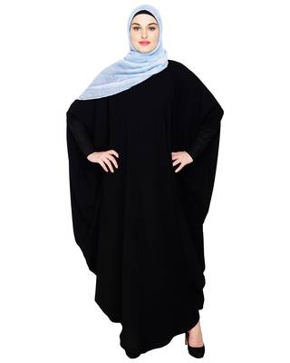 Modest Forever  Black embroidered nida irani kaftan abaya 5