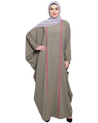 Modest Forever  Sea-green embroidered nida irani kaftan abaya 1