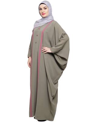 Modest Forever  Sea-green embroidered nida irani kaftan abaya 2