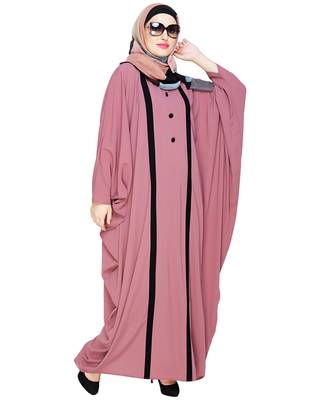 Modest Forever  Onion-pink embroidered nida irani kaftan abaya 1