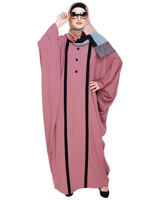 Modest Forever  Onion-pink embroidered nida irani kaftan abaya 2