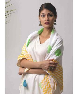 White printed Old Spot Cotton Scarf 1