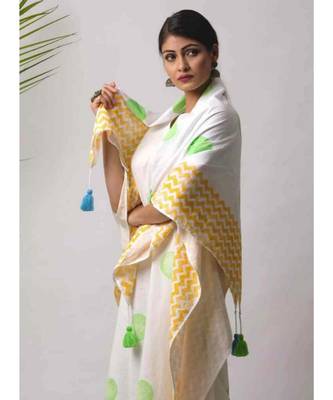 White printed Old Spot Cotton Scarf 2