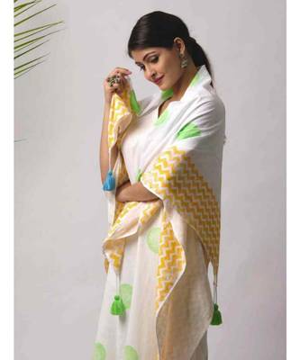 White printed Old Spot Cotton Scarf 3