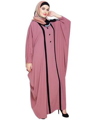 Modest Forever  Onion-pink embroidered nida irani kaftan abaya 4
