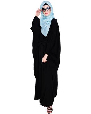 Modest Forever  Black embroidered nida irani kaftan abaya 2