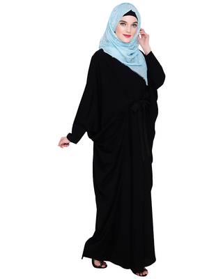 Modest Forever  Black embroidered nida irani kaftan abaya 3