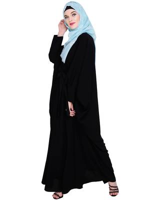 Modest Forever  Black embroidered nida irani kaftan abaya 4