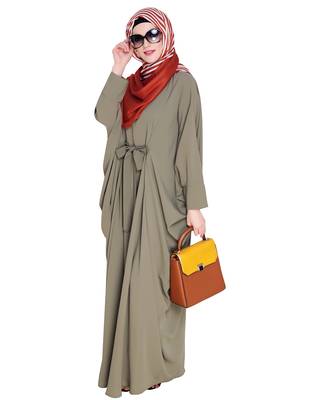 Modest Forever  Sea-green embroidered nida irani kaftan abaya 5