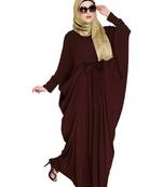 Modest Forever  Brown embroidered nida irani kaftan abaya