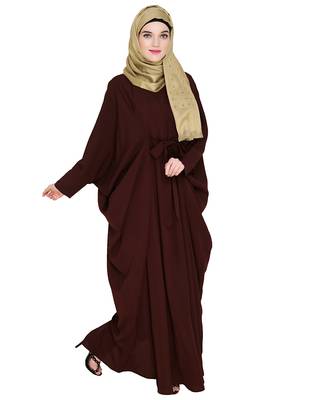Modest Forever  Brown embroidered nida irani kaftan abaya 3