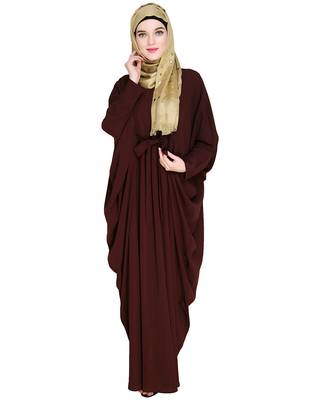 Modest Forever  Brown embroidered nida irani kaftan abaya 5
