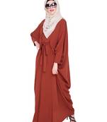 Modest Forever  Red embroidered nida irani kaftan abaya