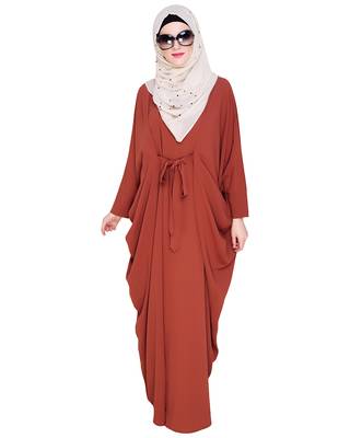 Modest Forever  Red embroidered nida irani kaftan abaya 2
