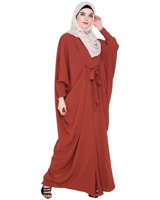 Modest Forever  Red embroidered nida irani kaftan abaya 3