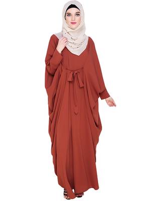Modest Forever  Red embroidered nida irani kaftan abaya 4