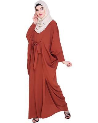 Modest Forever  Red embroidered nida irani kaftan abaya 5