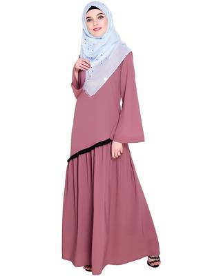 Modest Forever  Onion-pink embroidered nida abaya 1