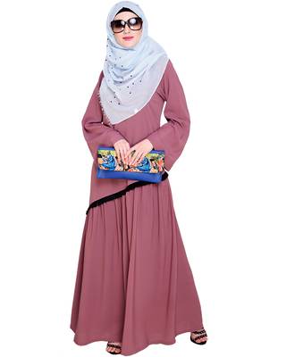 Modest Forever  Onion-pink embroidered nida abaya 2