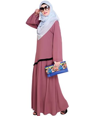 Modest Forever  Onion-pink embroidered nida abaya 3