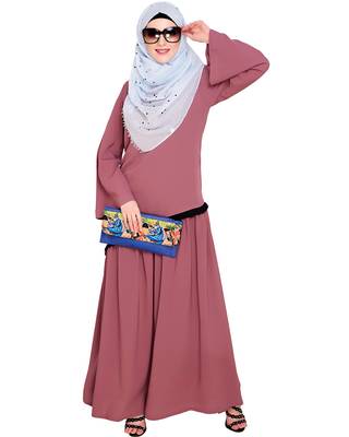 Modest Forever  Onion-pink embroidered nida abaya 4