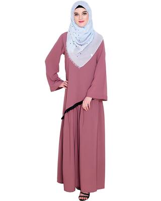 Modest Forever  Onion-pink embroidered nida abaya 5