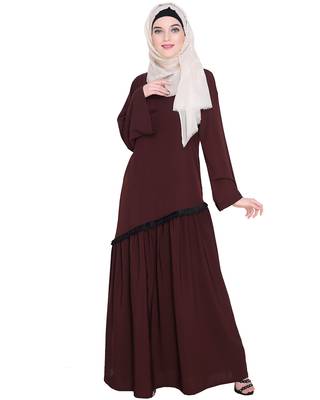 Modest Forever  Brown embroidered nida abaya 1