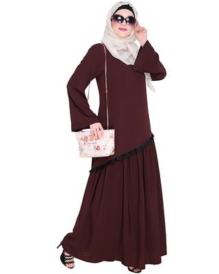 Modest Forever  Brown embroidered nida abaya 2