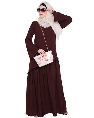Modest Forever  Brown embroidered nida abaya 3