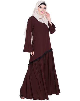 Modest Forever  Brown embroidered nida abaya 4