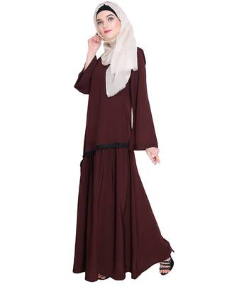 Modest Forever  Brown embroidered nida abaya 5