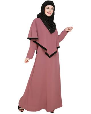 Modest Forever  Onion-pink embroidered nida abaya 1