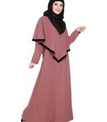 Modest Forever  Onion-pink embroidered nida abaya