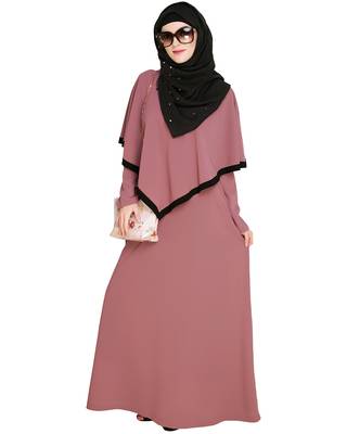 Modest Forever  Onion-pink embroidered nida abaya 2