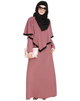 Modest Forever  Onion-pink embroidered nida abaya 3