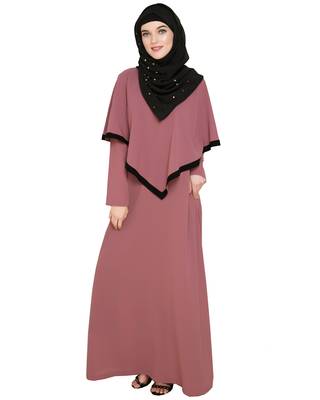 Modest Forever  Onion-pink embroidered nida abaya 4