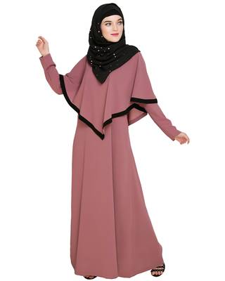 Modest Forever  Onion-pink embroidered nida abaya 5